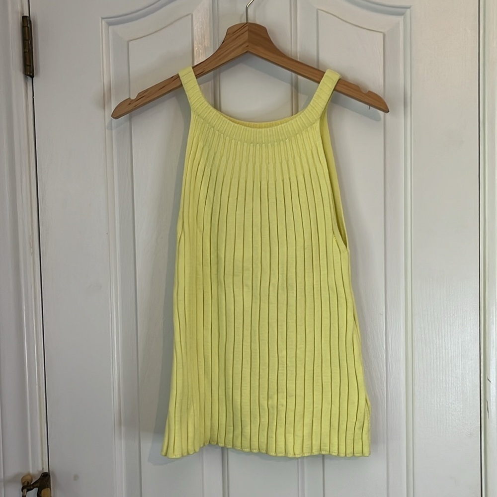 Anthropologie | Zadkine Ribbed Mock Neck‎ Sweater Tank in Canary Yellow Size Med - Picture 3 of 10